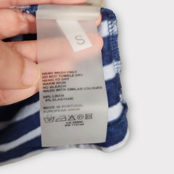 NEW Majestic Filatures Womens Blue White Stripe Deluxe Linen Tee Sm Soft Touch - Picture 4 of 8